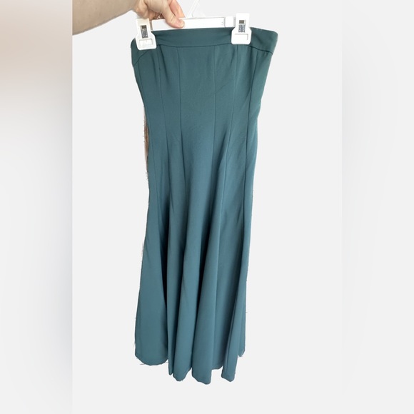 Theory Fit and Flare Strapless Emerald Green Midi Dress - Picture 4 of 4
